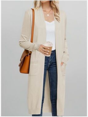 Grace Karin Long Duster Cardigan Ivory